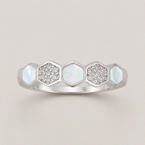 Picture of 925 Silver Hexagon Opal Ring