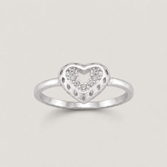 Picture of 925 Silver Open Heart CZ Ring