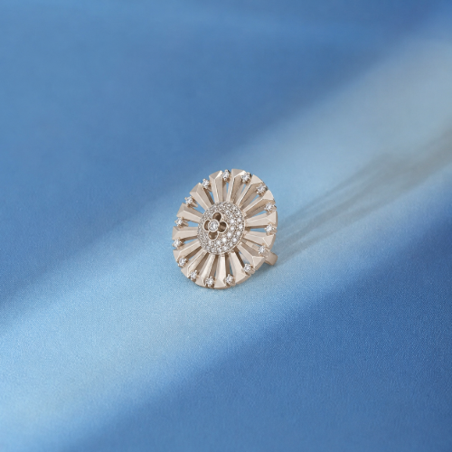 Picture of 925 Silver Sunburst CZ Statement Ring