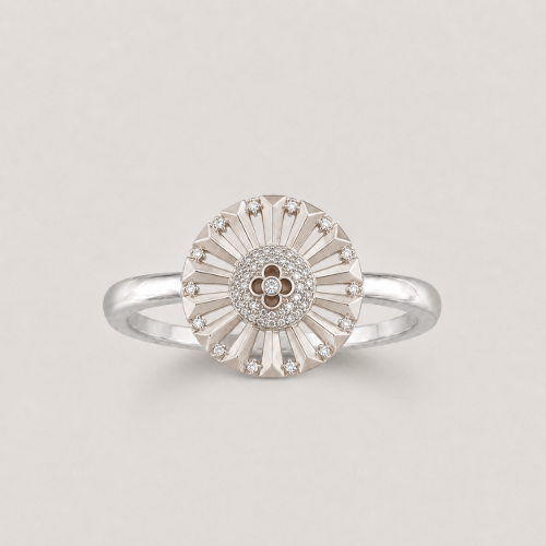 Picture of 925 Silver Sunburst CZ Statement Ring