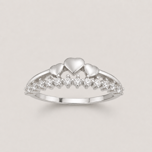 Picture of 925 Silver Triple Heart CZ Ring