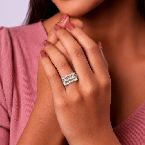 Picture of 925 Silver Triple Row CZ Ring