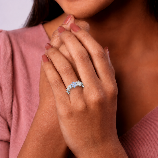 Picture of 925 Sterling Silver Blue Blossom Floral Ring  Product Name
