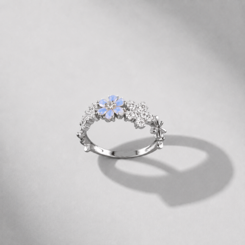 Picture of 925 Sterling Silver Blue Blossom Floral Ring  Product Name