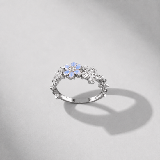 Picture of 925 Sterling Silver Blue Blossom Floral Ring  Product Name