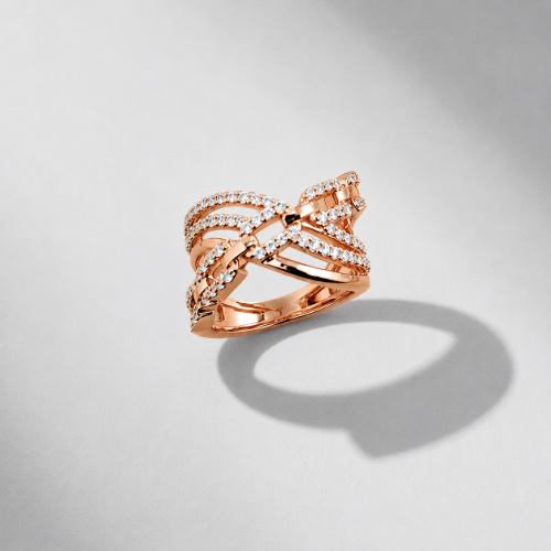 Picture of 925 Sterling Silver Rose Gold Criss Cross CZ Ring