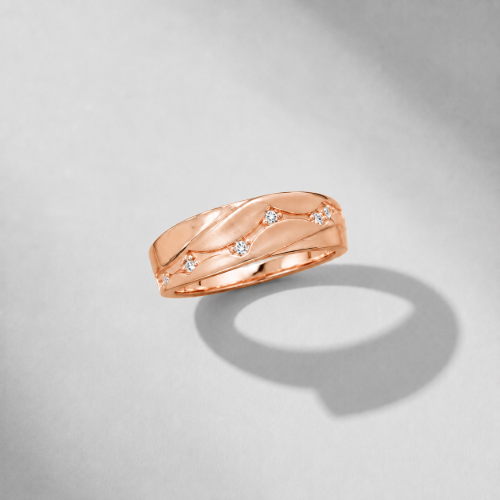 Picture of 925 Sterling Silver Rose Gold Wave CZ Ring
