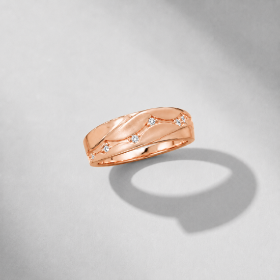 Picture of 925 Sterling Silver Rose Gold Wave CZ Ring