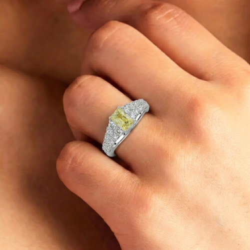 Picture of 925 Sterling Silver Yellow CZ Statement Ring