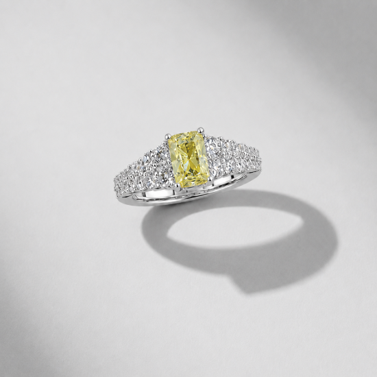 Picture of 925 Sterling Silver Yellow CZ Statement Ring