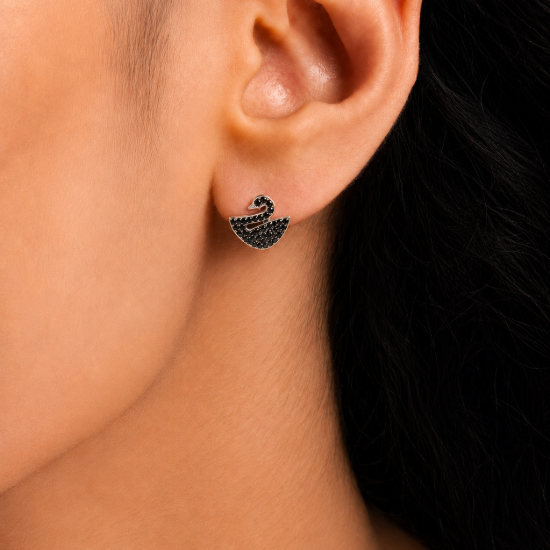 Picture of 925 Silver Black Swan Stud Earrings