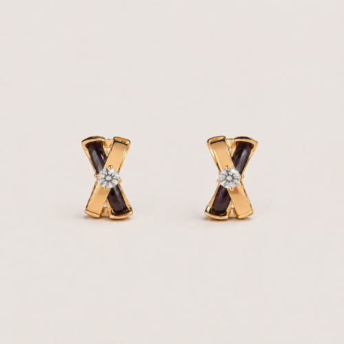 Picture of 925 Silver Gold X Stud Earrings