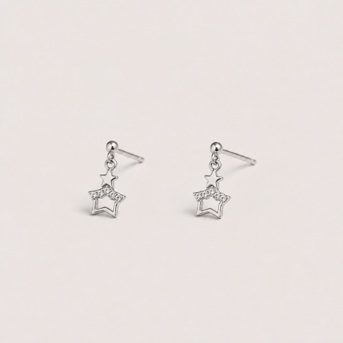 Picture of 925 Silver Star Drop Stud Earrings