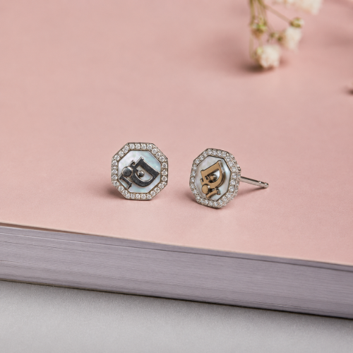 Picture of Mother of Pearl Octagon Stud Earrings