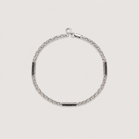 Picture of 925 Silver Black CZ Bar Bracelet