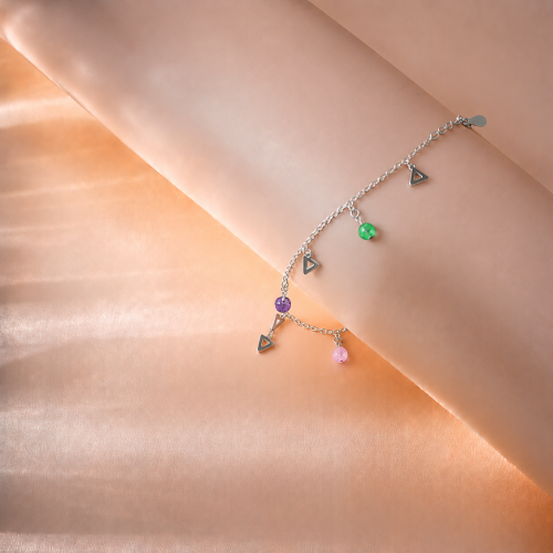 Picture of 925 Silver Color Bead Charm Bracelet