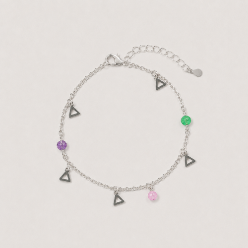 Picture of 925 Silver Color Bead Charm Bracelet