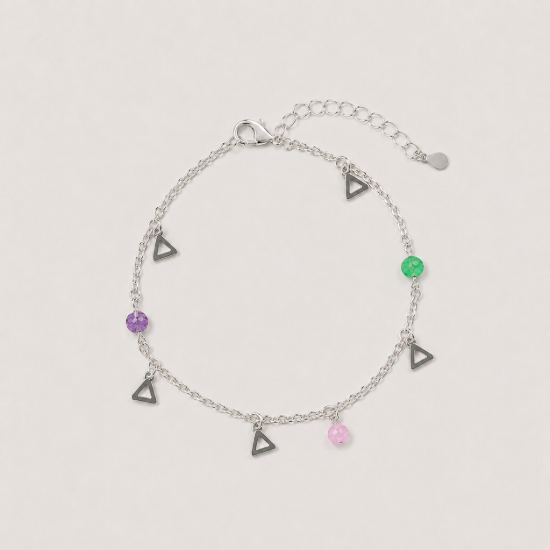 Picture of 925 Silver Color Bead Charm Bracelet