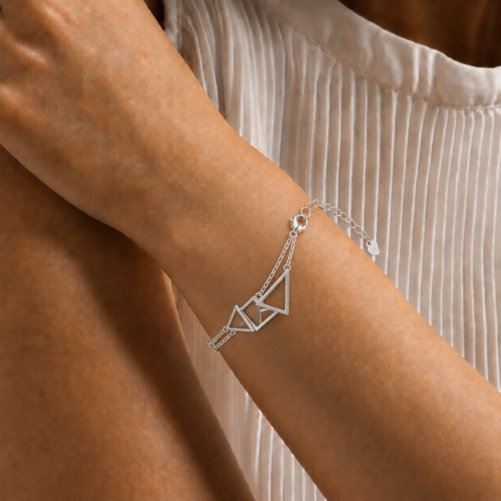 Picture of 925 Silver Geometric Triangle Bracelet