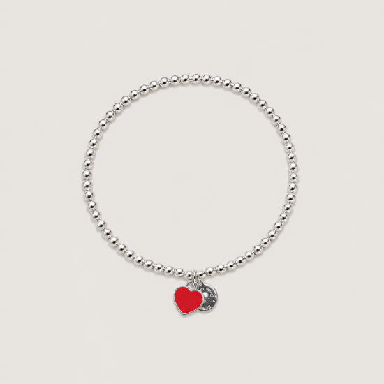 Picture of 925 Silver Red Heart Bead Bracelet