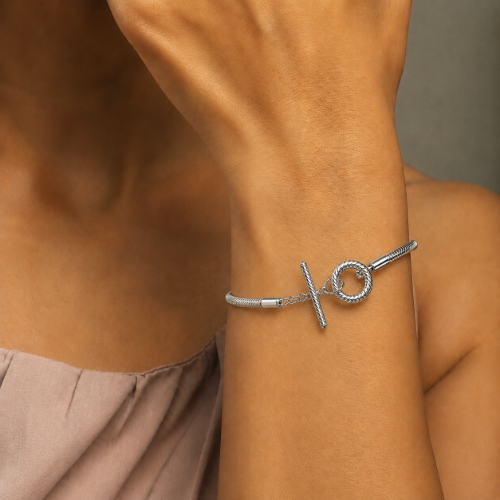Picture of 925 Silver Snake Chain Toggle Bracelet