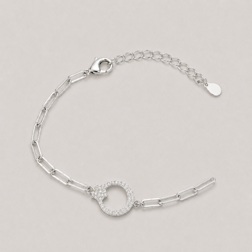 Picture of 925 Sterling Silver CZ Circle Link Bracelet