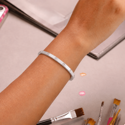 Picture of 925 Sterling Silver Geometric Screw Bangle