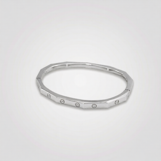 Picture of 925 Sterling Silver Geometric Screw Bangle