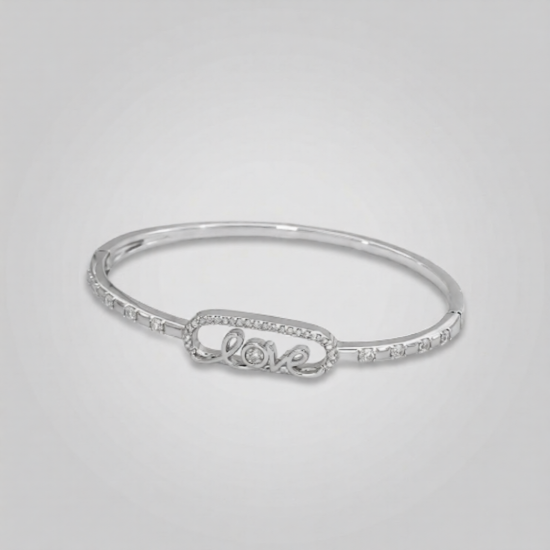 Picture of 925 Sterling Silver Love CZ Bangle Bracelet