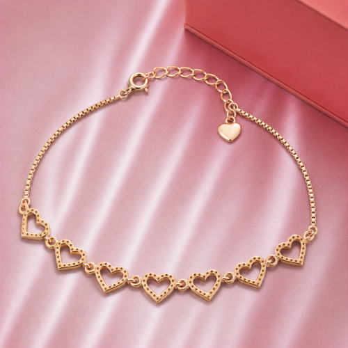 Picture of 925 Sterling Silver Multi Heart Link Bracelet