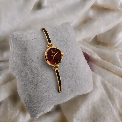 Picture of Burgundy Gold Silver Watch