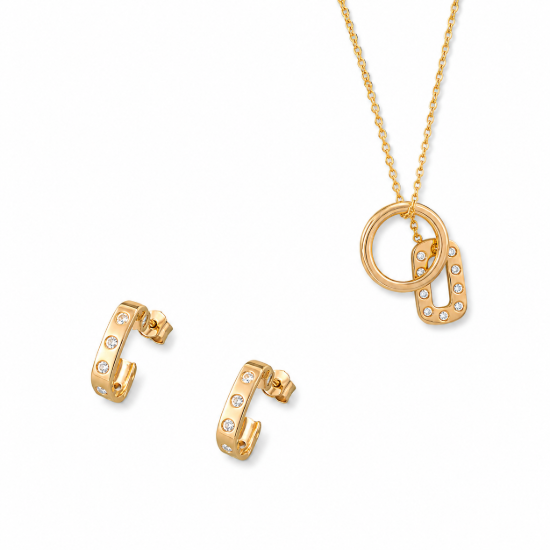 Picture of 925 Silver CZ Circle Link Jewelry Set