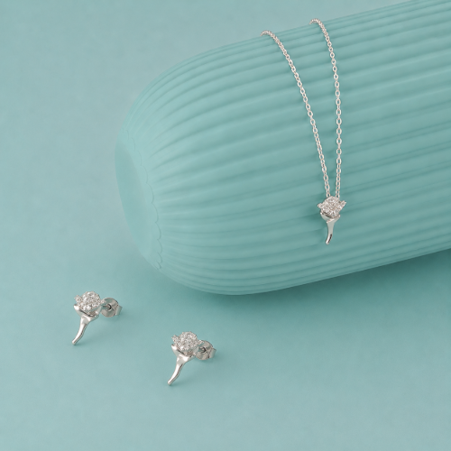 Picture of 925 Silver CZ Rose Jewelry Set