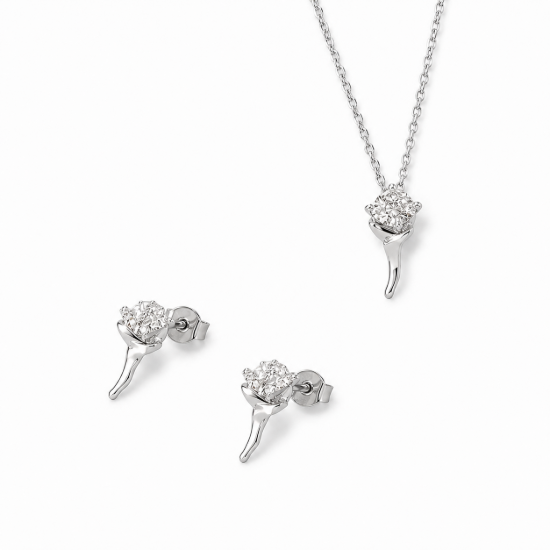 Picture of 925 Silver CZ Rose Jewelry Set