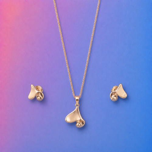 Picture of 925 Silver Rose Gold Calla Lily Jewelry Set