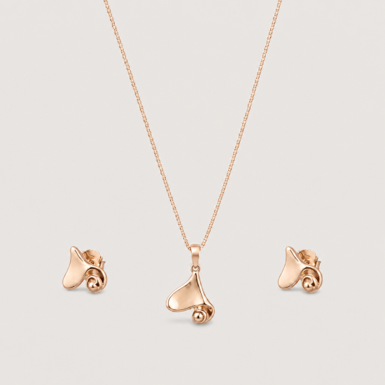 Picture of 925 Silver Rose Gold Calla Lily Jewelry Set