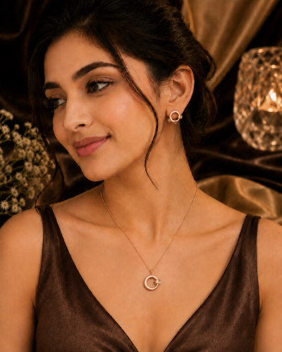 Picture of Rose Gold Star Circle Jewelry Set