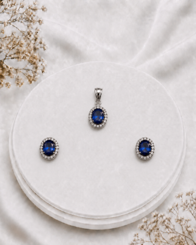 Picture of Royal Blue Oval Halo Set