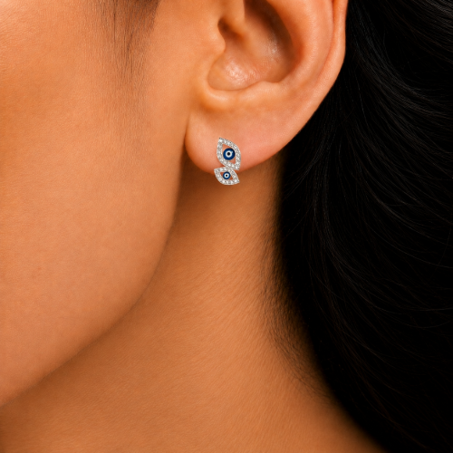 Picture of 925 Evil Eye Crystal Stud Earrings