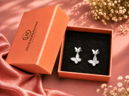 Picture of 925 Silver Double Butterfly Drop Earrings
