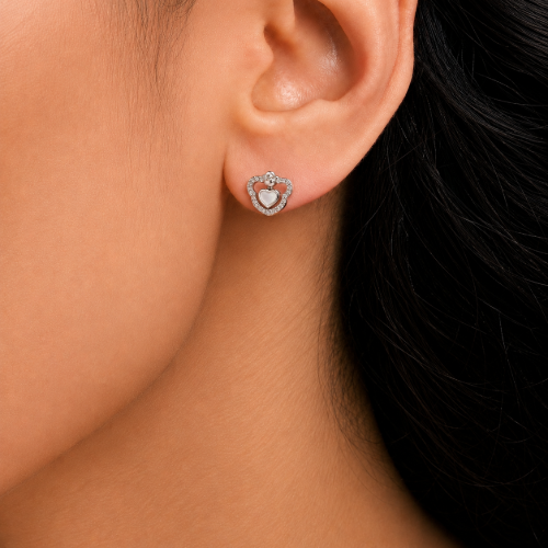 Picture of 925 Silver Double Heart Stud Earrings