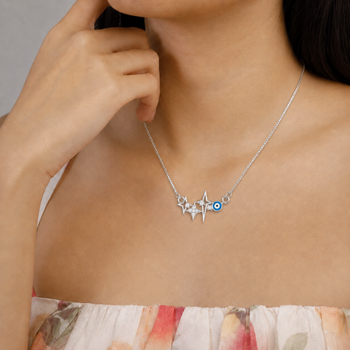 Picture of 925 Evil Eye Star Silver Necklace