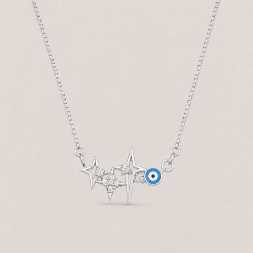 Picture of 925 Evil Eye Star Silver Necklace