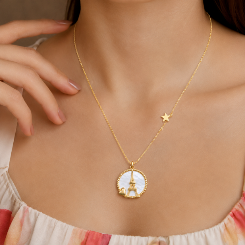 Picture of 925 Eiffel Tower Gold Pendant