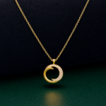 Picture of 925 Crystal Crescent Gold Necklace