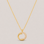 Picture of 925 Crystal Crescent Gold Necklace