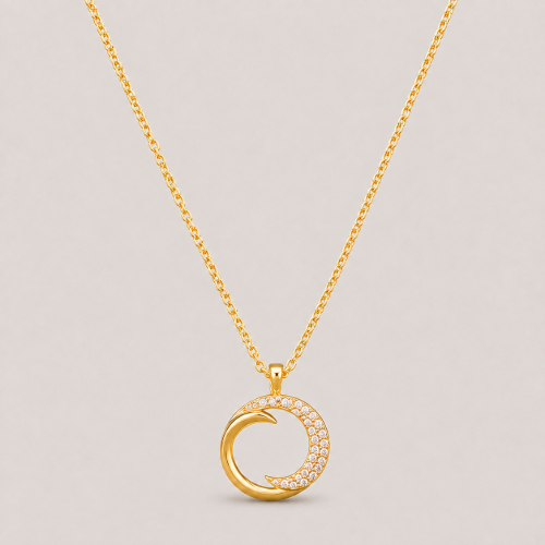 Picture of 925 Crystal Crescent Gold Necklace