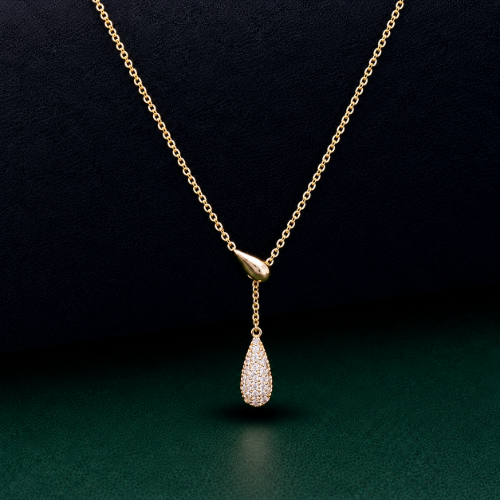 Picture of 925 Crystal Teardrop Gold Necklace