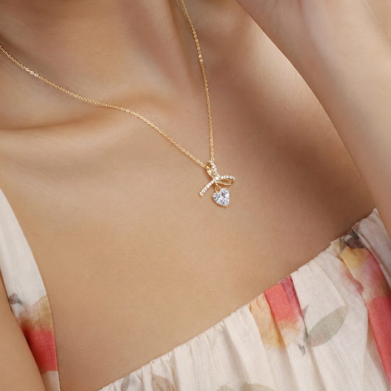 Picture of 925 Silver Heart Bow Necklace