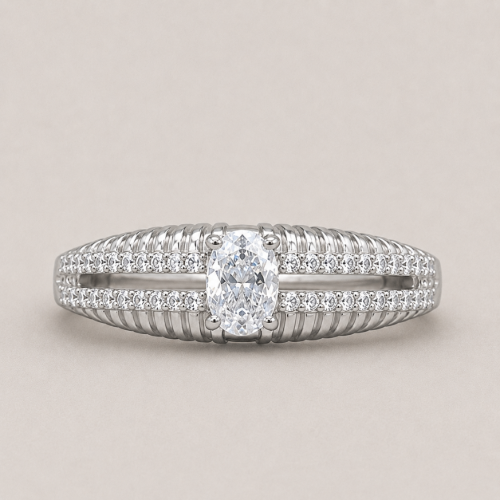 Picture of 925 Silver Oval CZ Pavé Ring